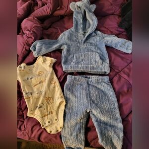 Blue Cable Baby Outfit with Onesie